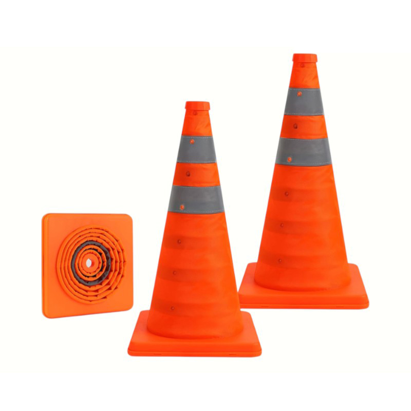 Hoge intensiteit reflecterende draagbare multifunctionele opvouwbare verkeerskegel met aan de bovenkant gemonteerd plug-in LED-waarschuwingslicht voor noodgevallen en mobiele operaties