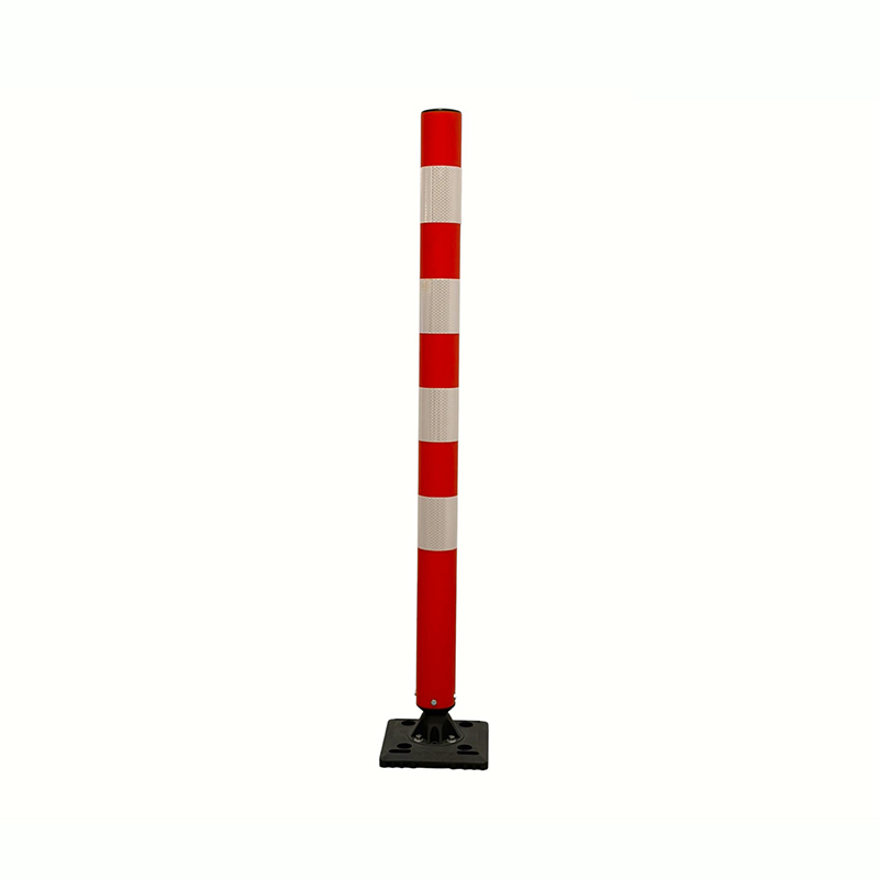 Opbouw gemonteerde verkeersafbakeningspaal met vastgeschroefde basis