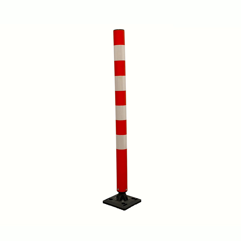 Opbouw gemonteerde verkeersafbakeningspaal met vastgeschroefde basis