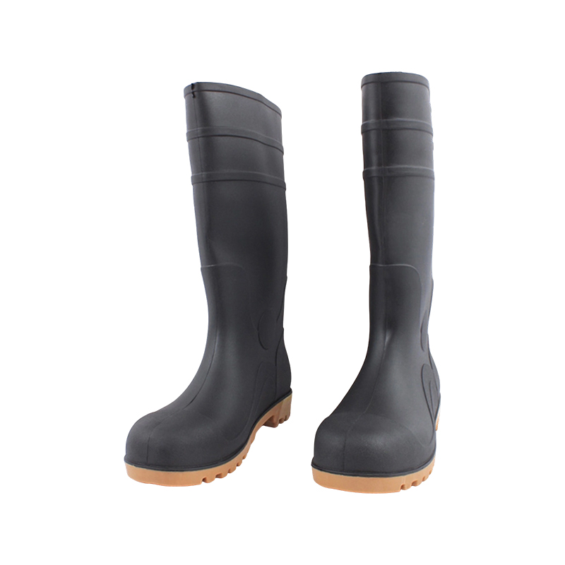 Zwart matte stalen neus PVC regenlaarzen