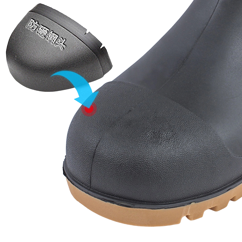 Zwart matte stalen neus PVC regenlaarzen